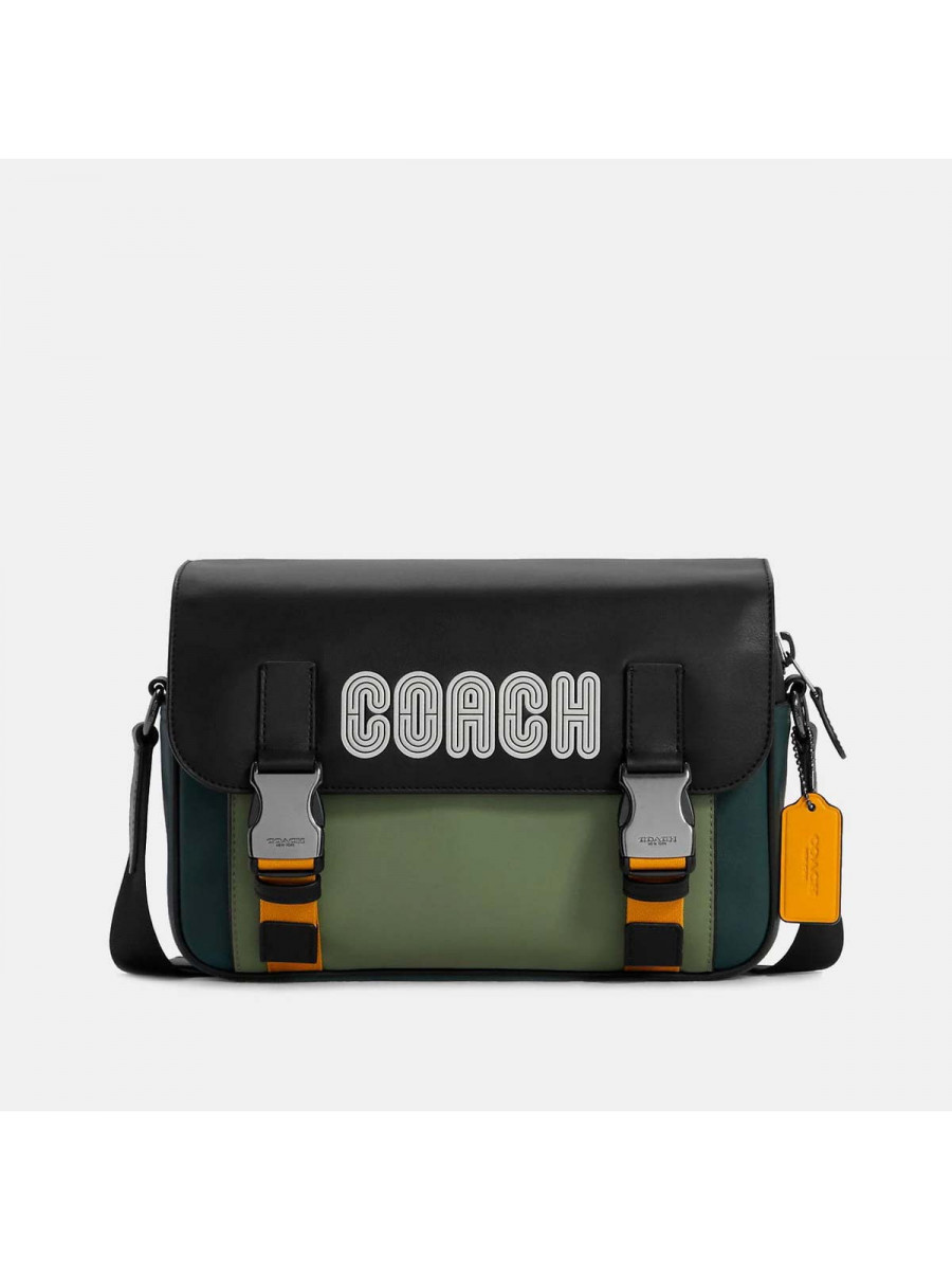 Сумка Coach Track Crossbody In Colorblock With Patch (Forest Agate Multi) Coach