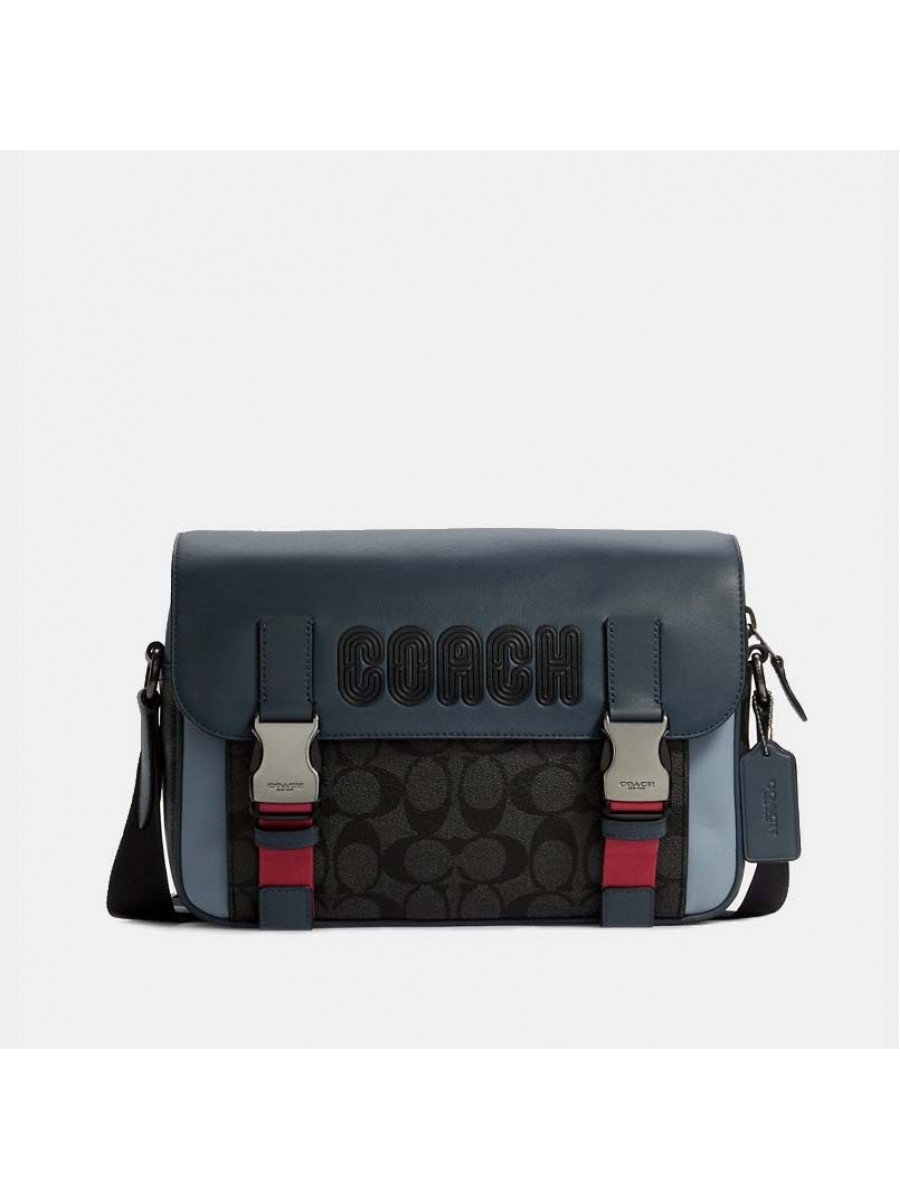 Сумка Coach Track Crossbody In Colorblock With Patch (Charcoal/Denim) Coach