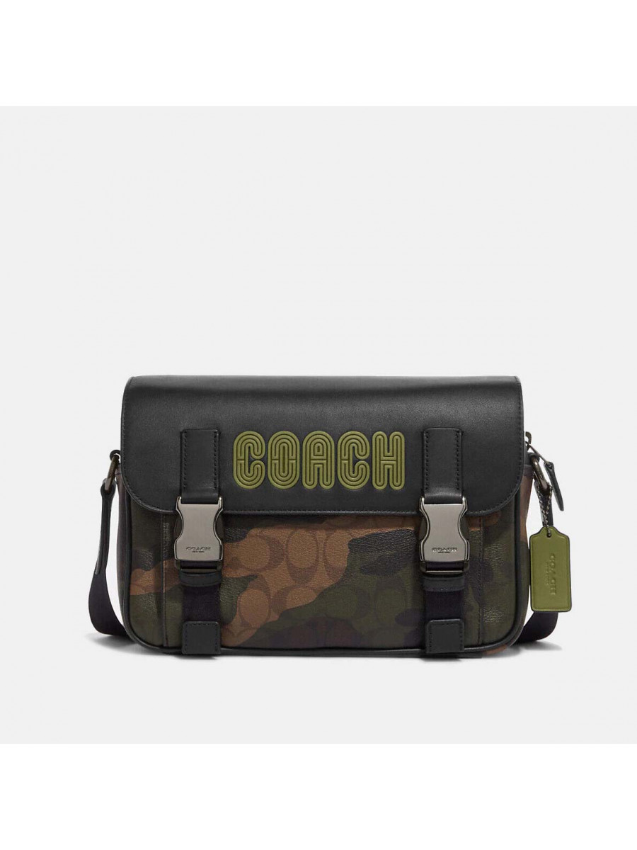 Сумка Coach Track Crossbody In Colorblock With Patch (Khaki/Olive Green Multi) Coach