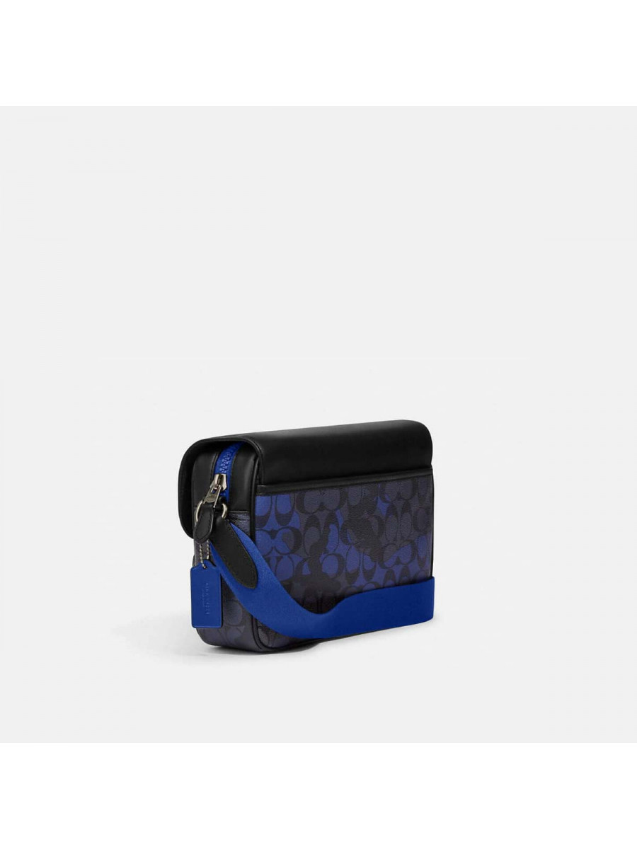 Сумка Coach Track Crossbody In Colorblock With Patch (Charcoal/Sport Blue Multi)