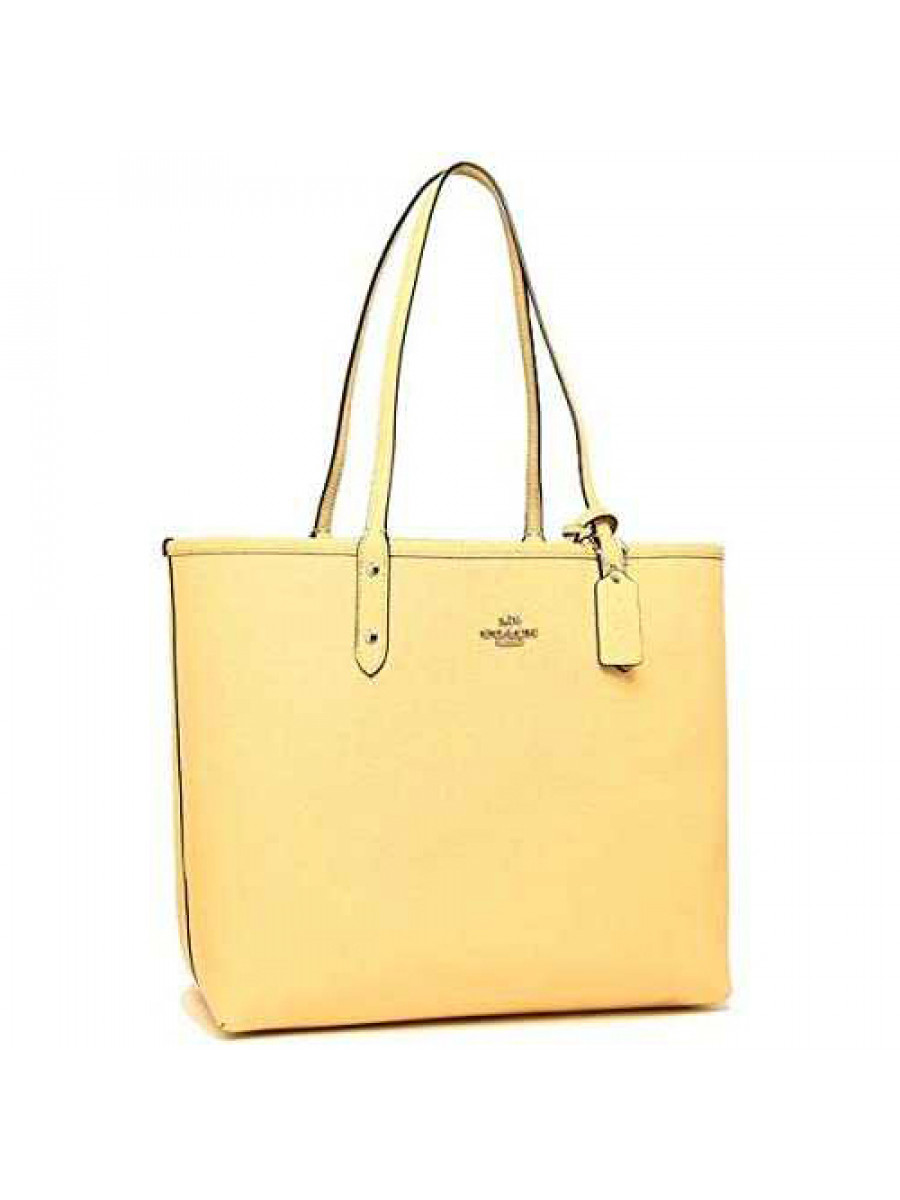 Сумка Coach Reversible City Tote In Signature Canvas (Khaki/Yellow)(Серебро)