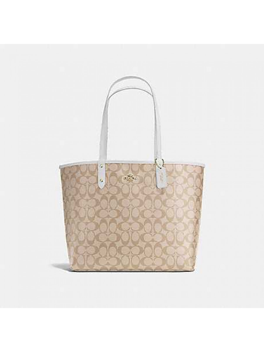 Сумка Coach Reversible City Tote In Signature Canvas (Khaki/White)(Золото) Coach