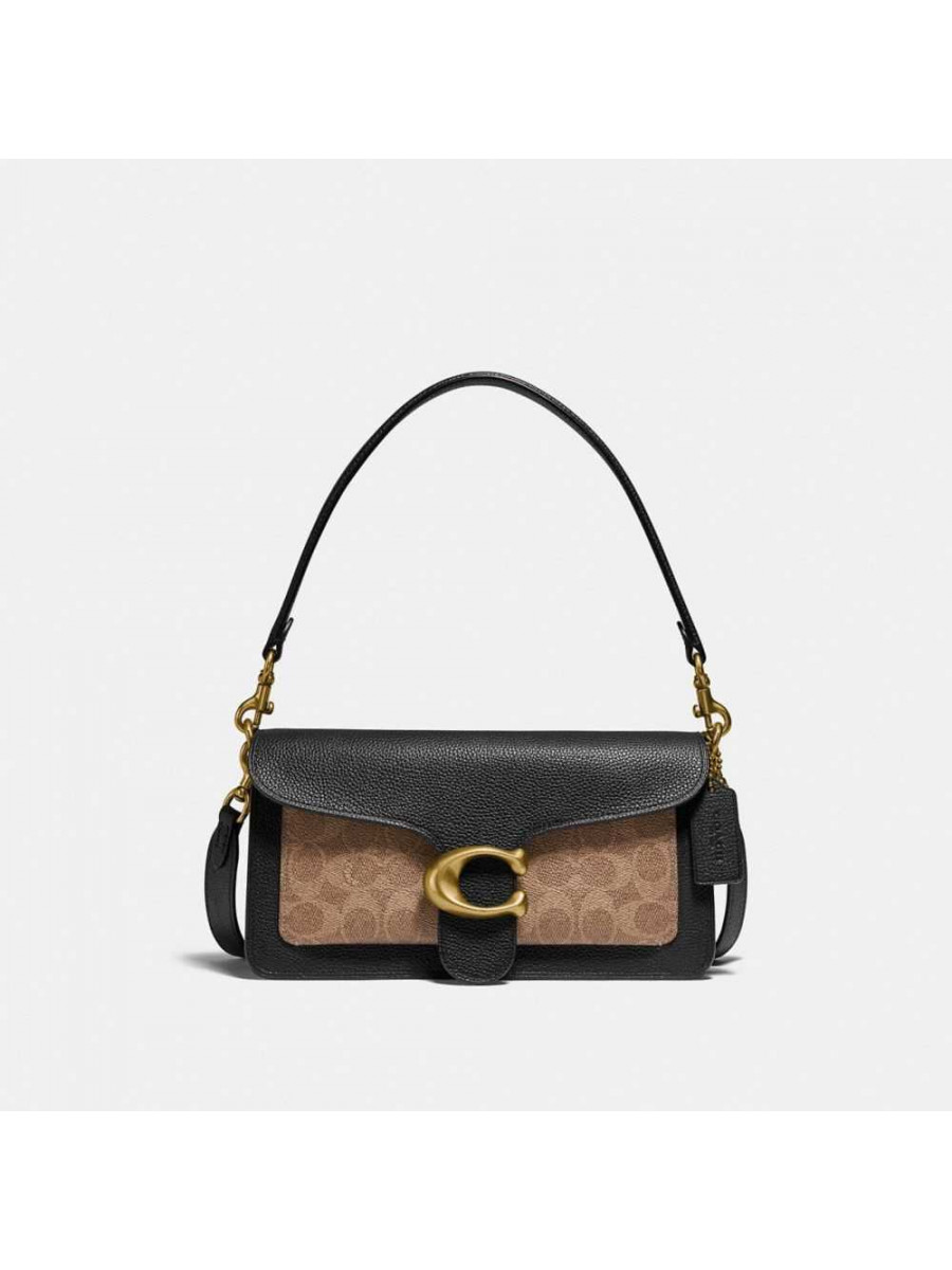 Сумка Coach Tabby Shoulder Bag 26 With Signature Canvas (Brass/Tan black)(Золото) Coach