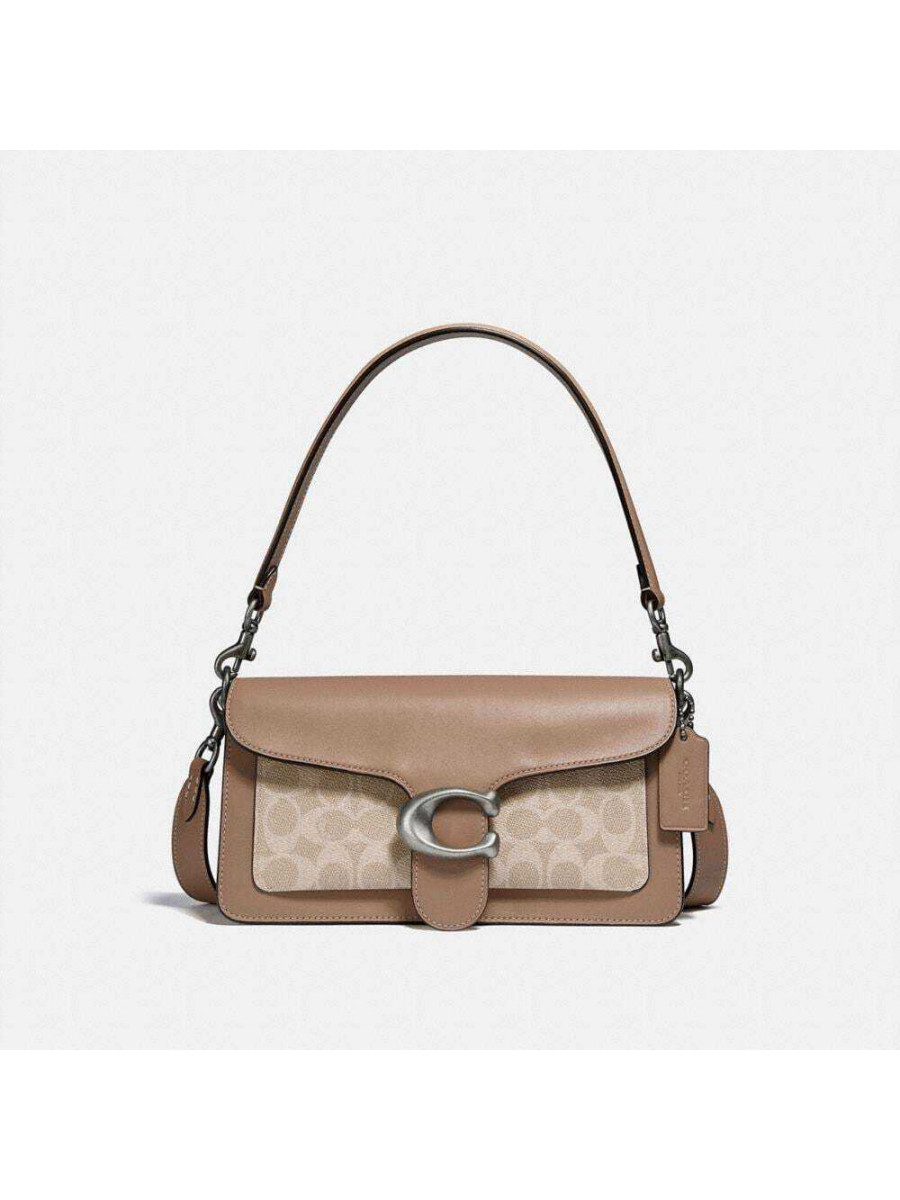 Сумка Coach Tabby Shoulder Bag 26 With Signature Canvas (Light Nickel/Sand Taupe)(Серебро) Coach