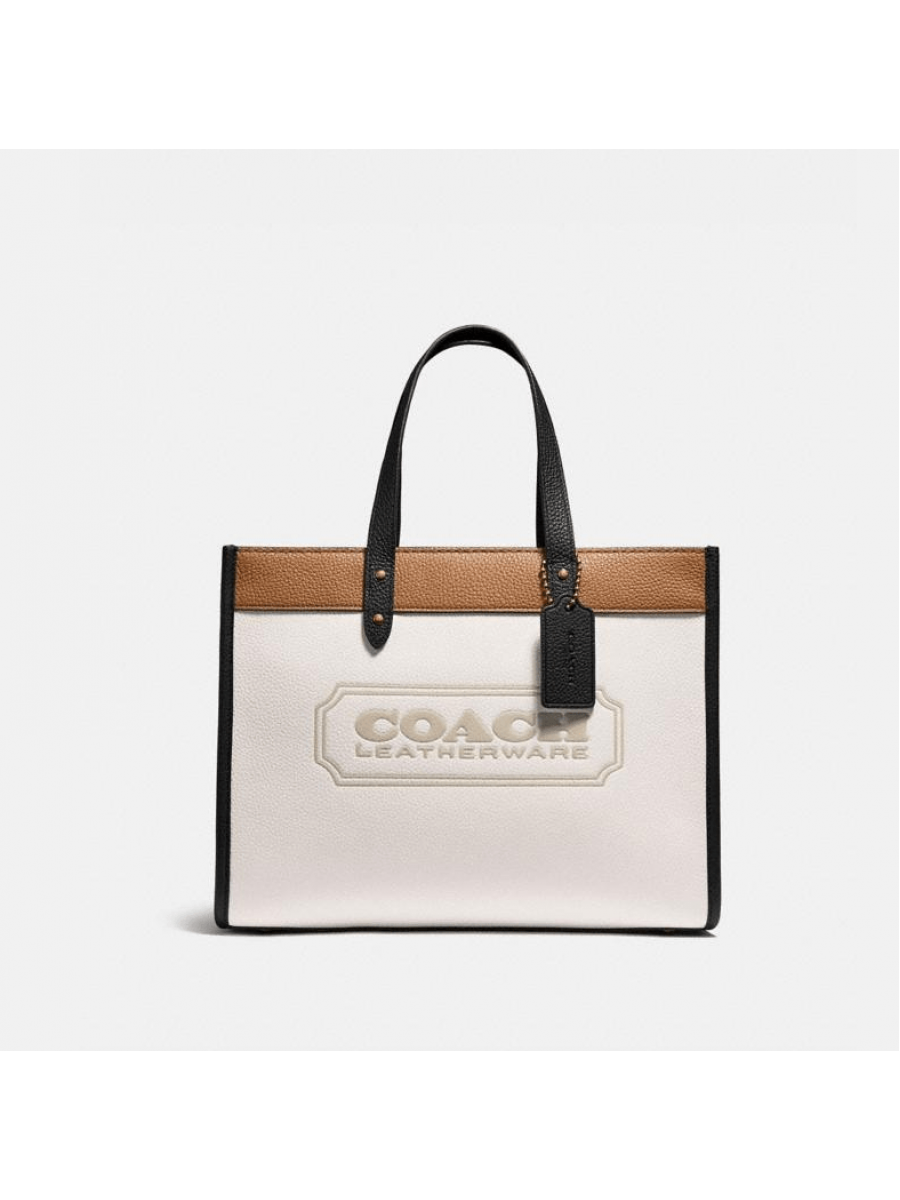 Сумка Coach Field Tote 30 With Badge (Brass/Chalk Multi) Coach