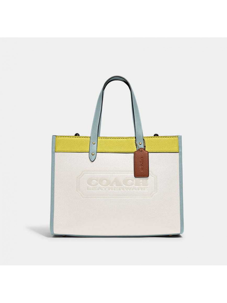 Сумка Coach Field Tote 30 With Badge (Chalk/KeyLime/Aqua) Coach