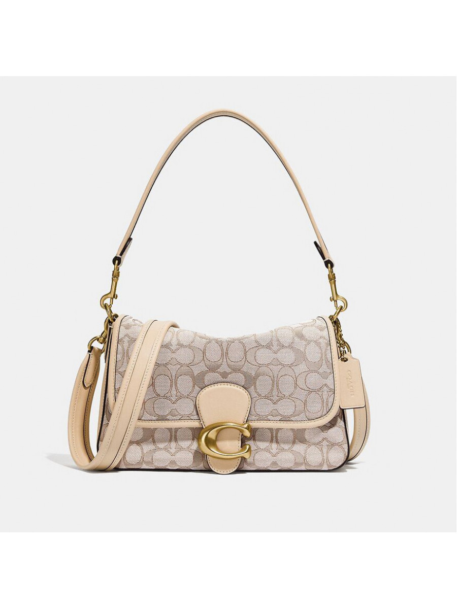 Сумка Coach Soft Tabby Shoulder Bag In Signature (B4/Stone Ivory) Coach