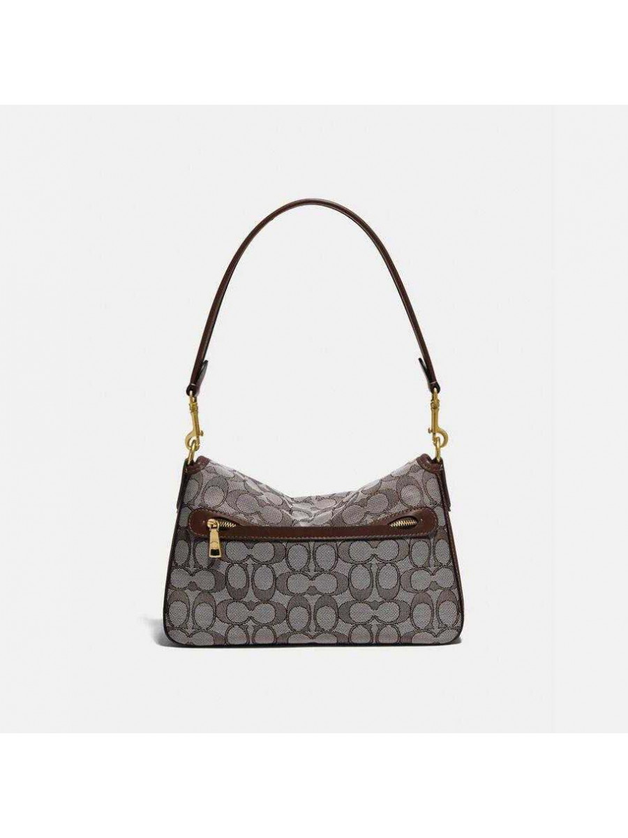 Сумка Coach Soft Tabby Shoulder Bag In Signature (Jacquard Brass/Oak Maple)