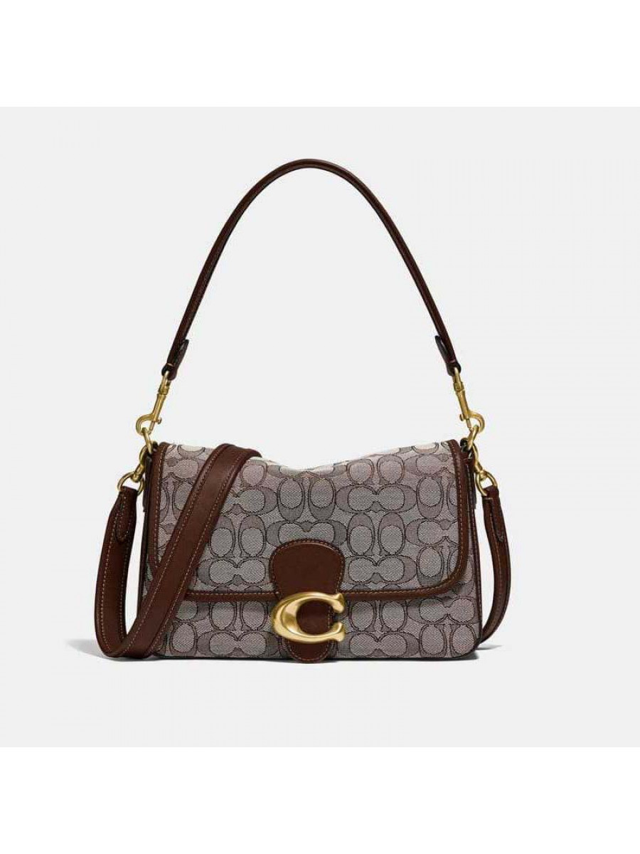 Сумка Coach Soft Tabby Shoulder Bag In Signature (Jacquard Brass/Oak Maple) Coach