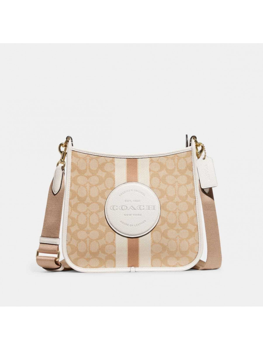 Сумка Coach Dempsey File Bag In Signature Jacquard With Stripes And Coach Patch (Im/Light Khaki Chalk) Coach