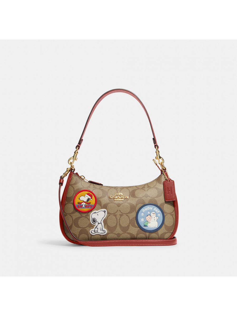 Сумка Coach X Peanuts Teri Shoulder Bag In Signature Canvas With Patches Coach