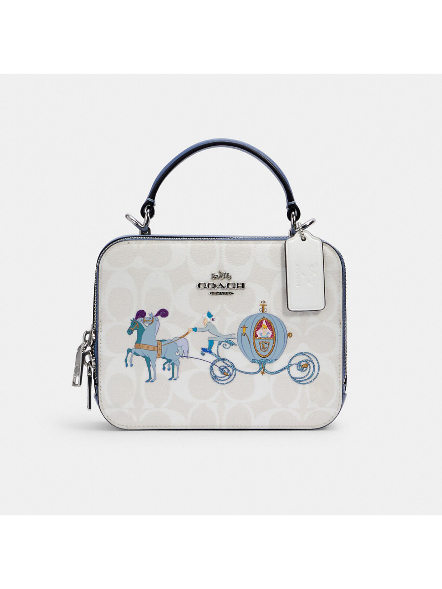 Сумка Disney X Coach Box Crossbody In Signature Canvas With Cinderella Coach