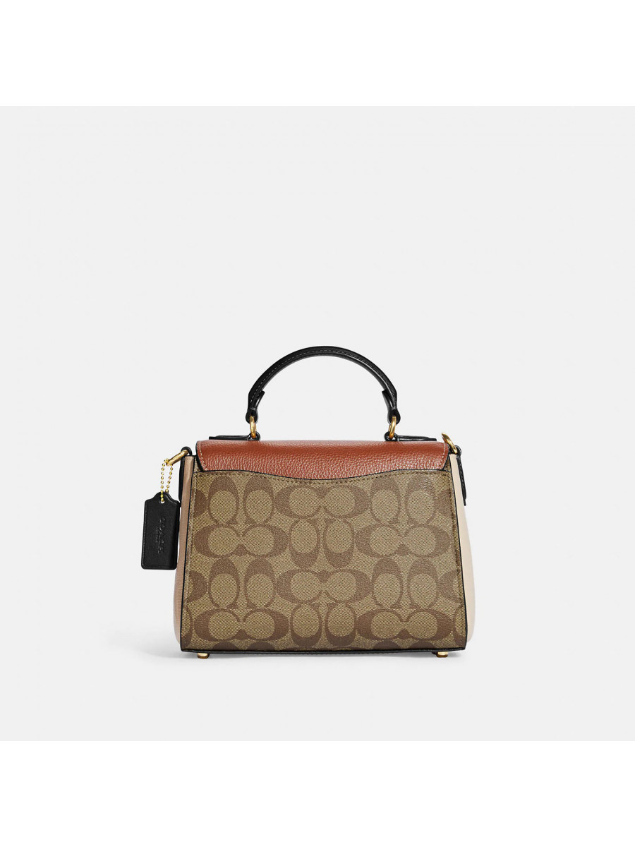 Сумка Coach Morgan Top Handle Satchel In Colorblock Signature Canvas - Gold/Khaki Multi