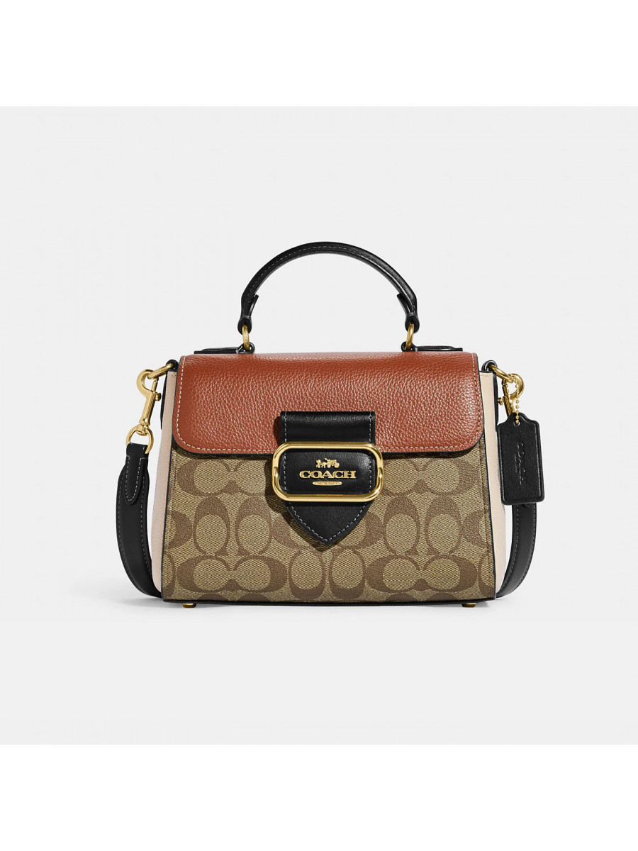 Сумка Coach Morgan Top Handle Satchel In Colorblock Signature Canvas - Gold/Khaki Multi Coach