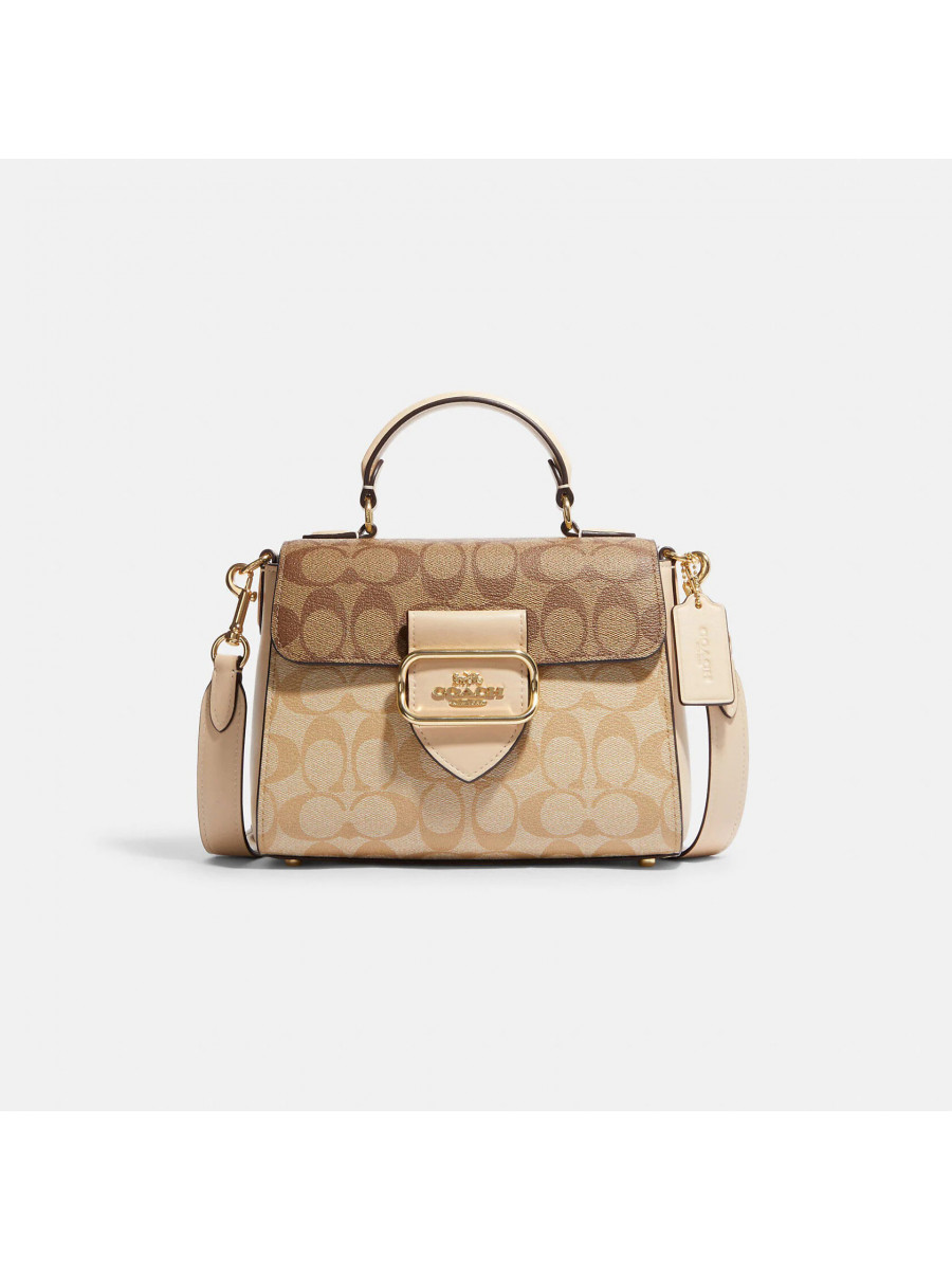 Сумка Coach Morgan Top Handle Satchel In Blocked Signature Canvas - Gold/Light Khaki Multi Coach