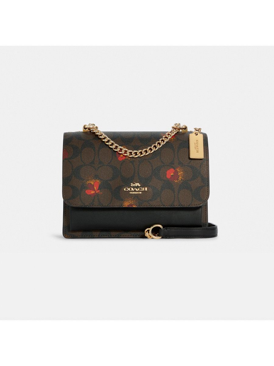 Сумка Coach Klare Crossbody In Signature Canvas With Pop Floral Print - Gold/Brown Black Multi Coach