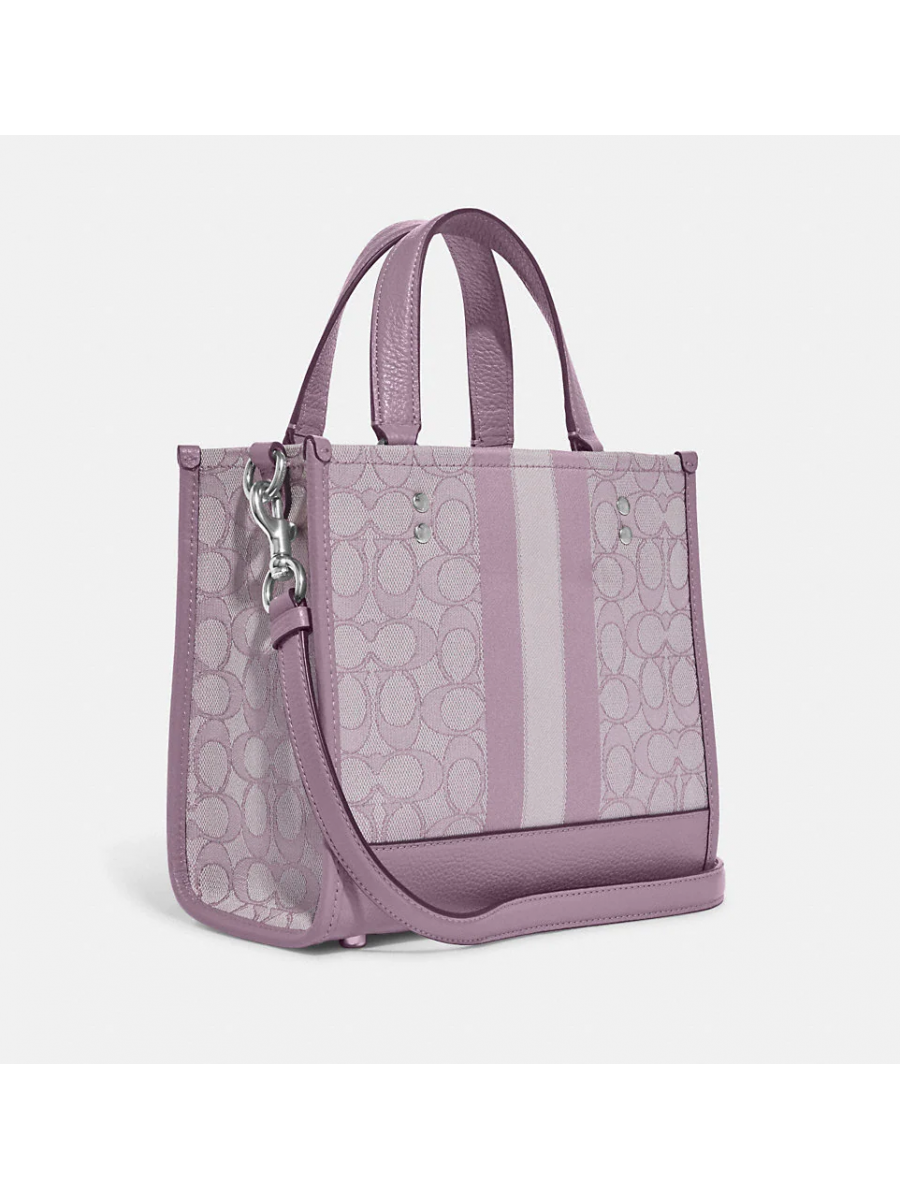 Сумка Coach Dempsey Tote 22 In Signature Jacquard With Stripe And Coach Patch - Sv/Soft Lilac