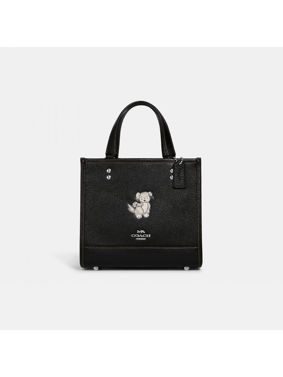 Сумка Coach Dempsey Tote 22 With Happy Dog - Silver/Black Multi Coach