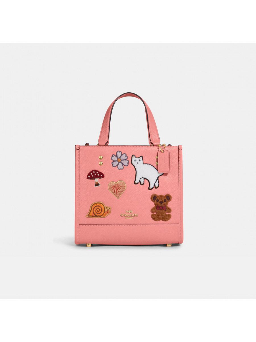 Сумка Coach Dempsey Tote 22 With Creature Patches - Gold/Candy Pink Multi Coach