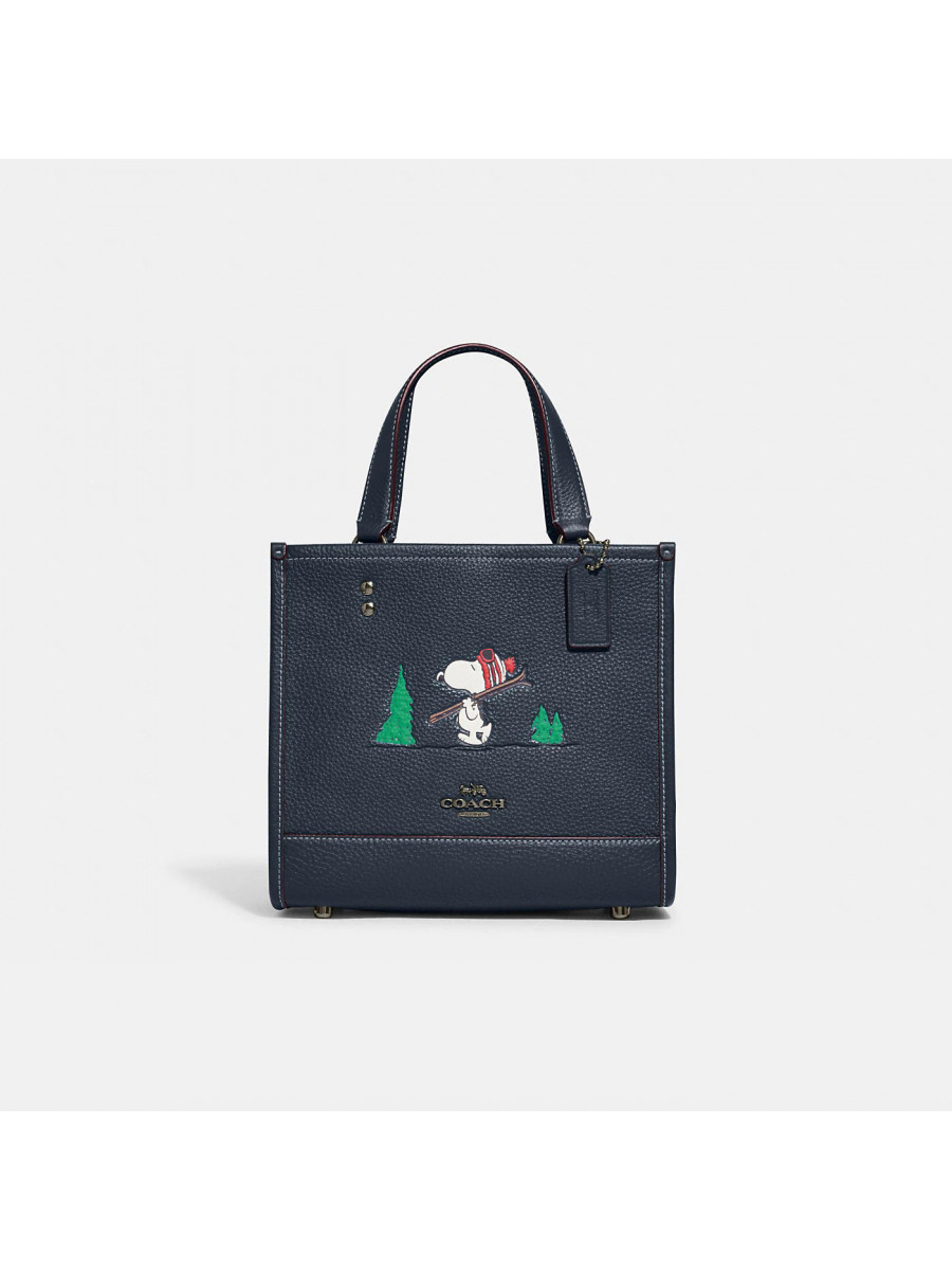 Сумка Coach X Peanuts Dempsey Tote 22 With Snoopy Ski Motif - Gunmetal/Denim Multi Coach