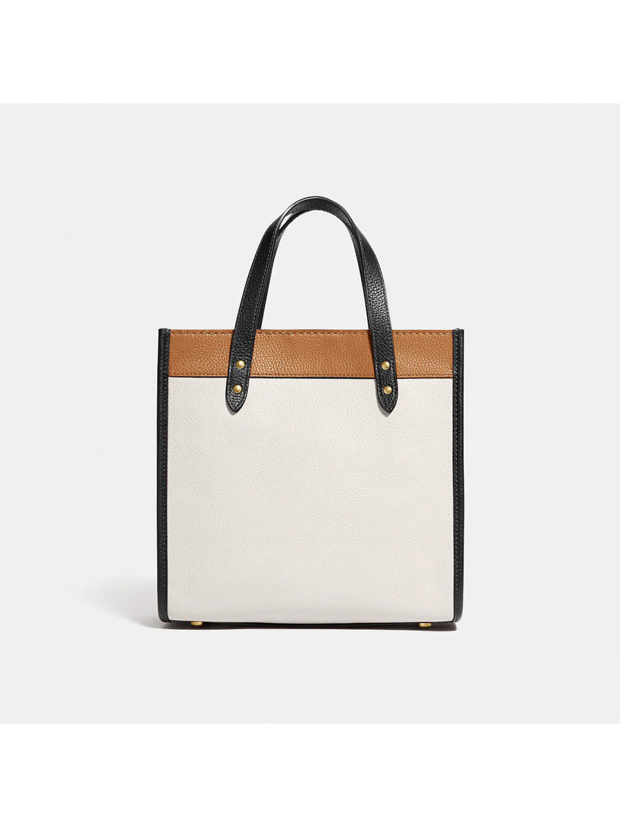 Сумка Coach Field Tote 22 In Colorblock With Coach Badge - Brass/Chalk Multi