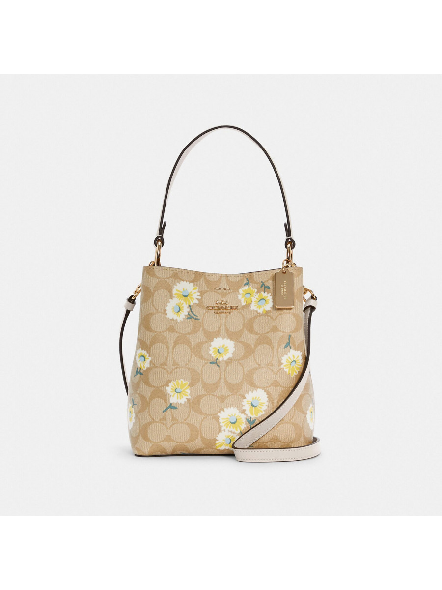 Сумка Coach Small Town Bucket Bag In Signature Canvas With Daisy Print - Gold/Light Khaki Multi/Chalk Coach