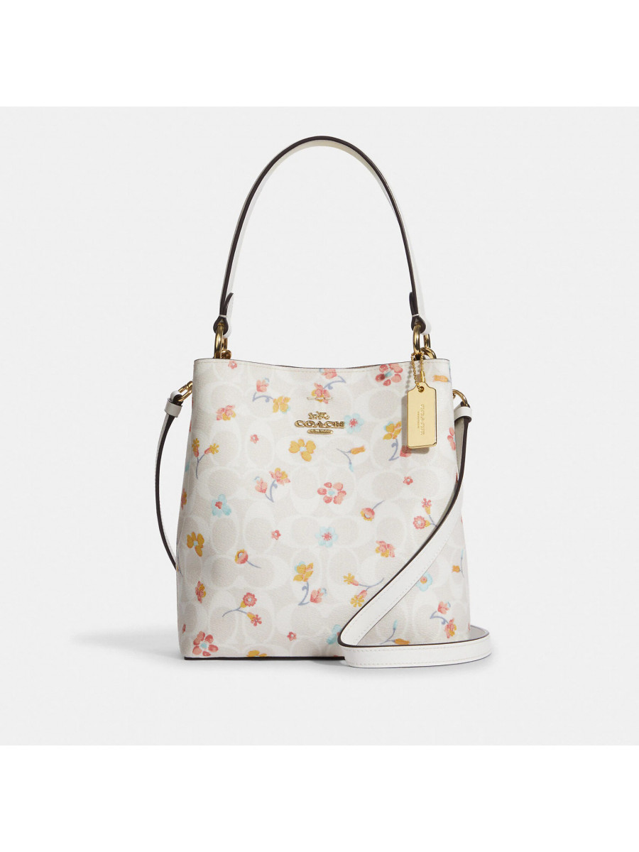 Сумка Coach Small Town Bucket Bag In Signature Canvas With Mystical Floral Print - Gold/Chalk Multi Coach