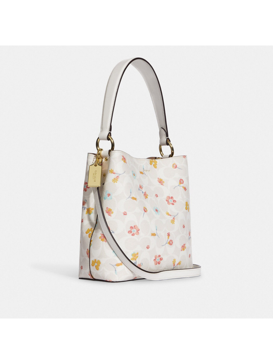 Сумка Coach Small Town Bucket Bag In Signature Canvas With Mystical Floral Print - Gold/Chalk Multi