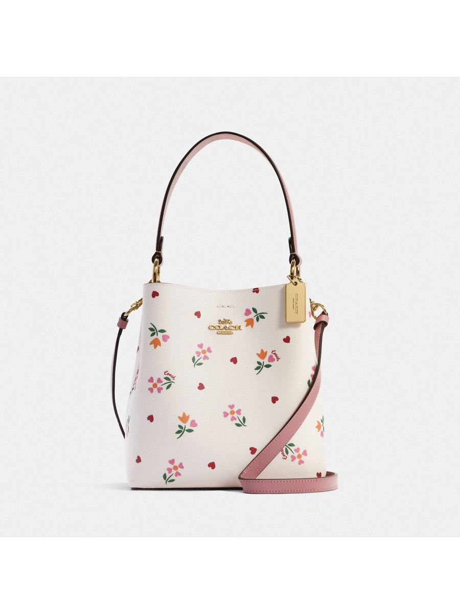 Сумка Coach Small Town Bucket Bag With Heart Petal Print - Gold/Chalk Multi Coach