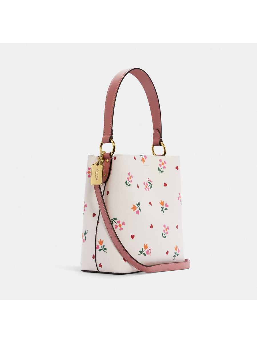 Сумка Coach Small Town Bucket Bag With Heart Petal Print - Gold/Chalk Multi