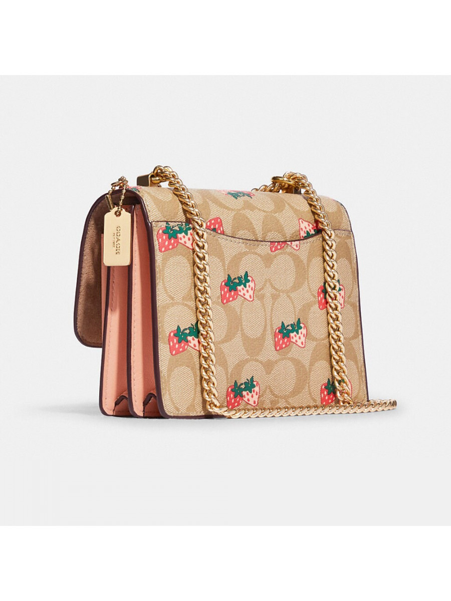 Сумка Coach Mini Klare Crossbody In Signature Canvas With Strawberry Print - Gold/Light Khaki Multi