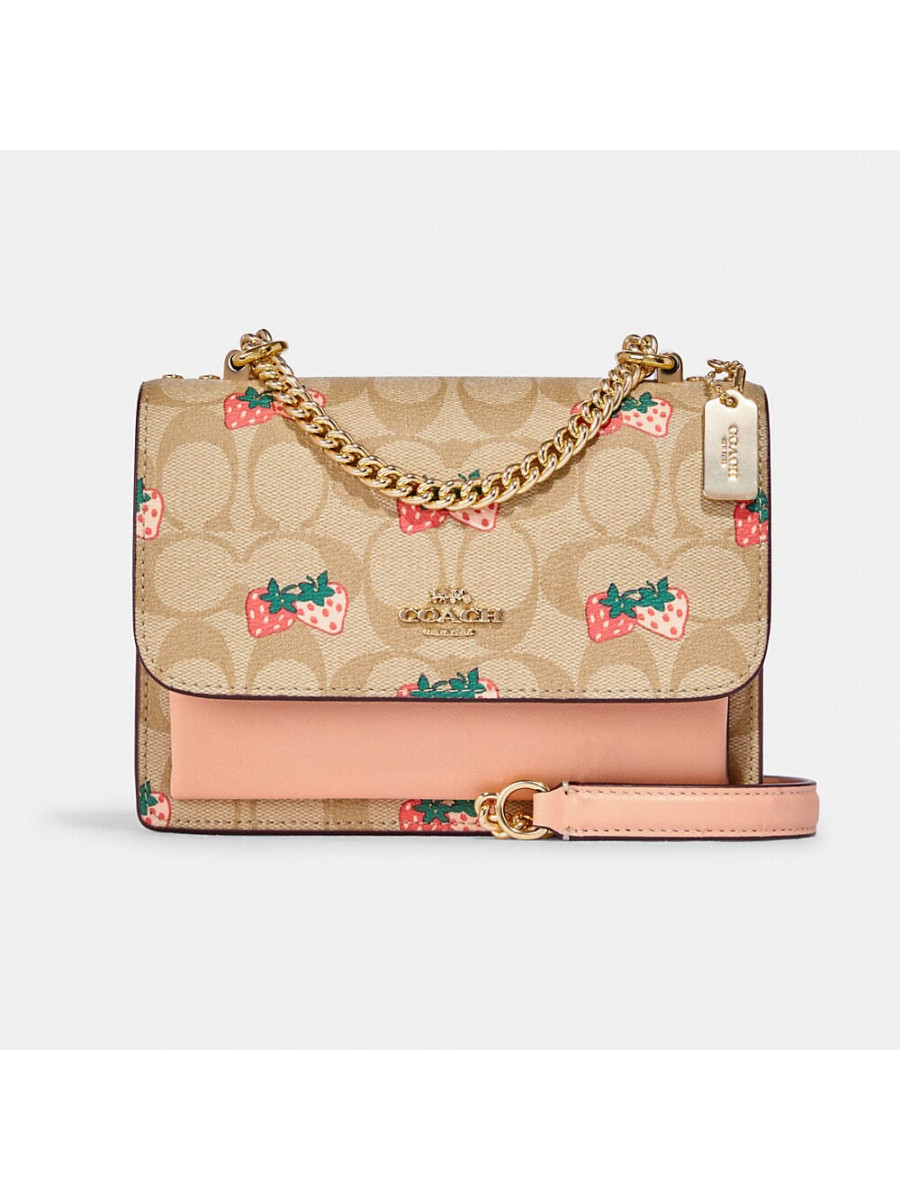 Сумка Coach Mini Klare Crossbody In Signature Canvas With Strawberry Print - Gold/Light Khaki Multi Coach