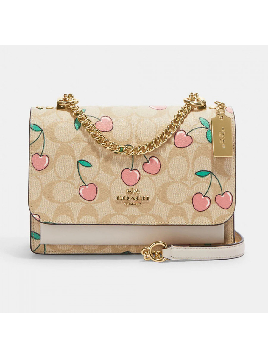 Сумка Coach Klare Crossbody In Signature Canvas With Heart Cherry Print - Gold/Light Khaki Multi Coach