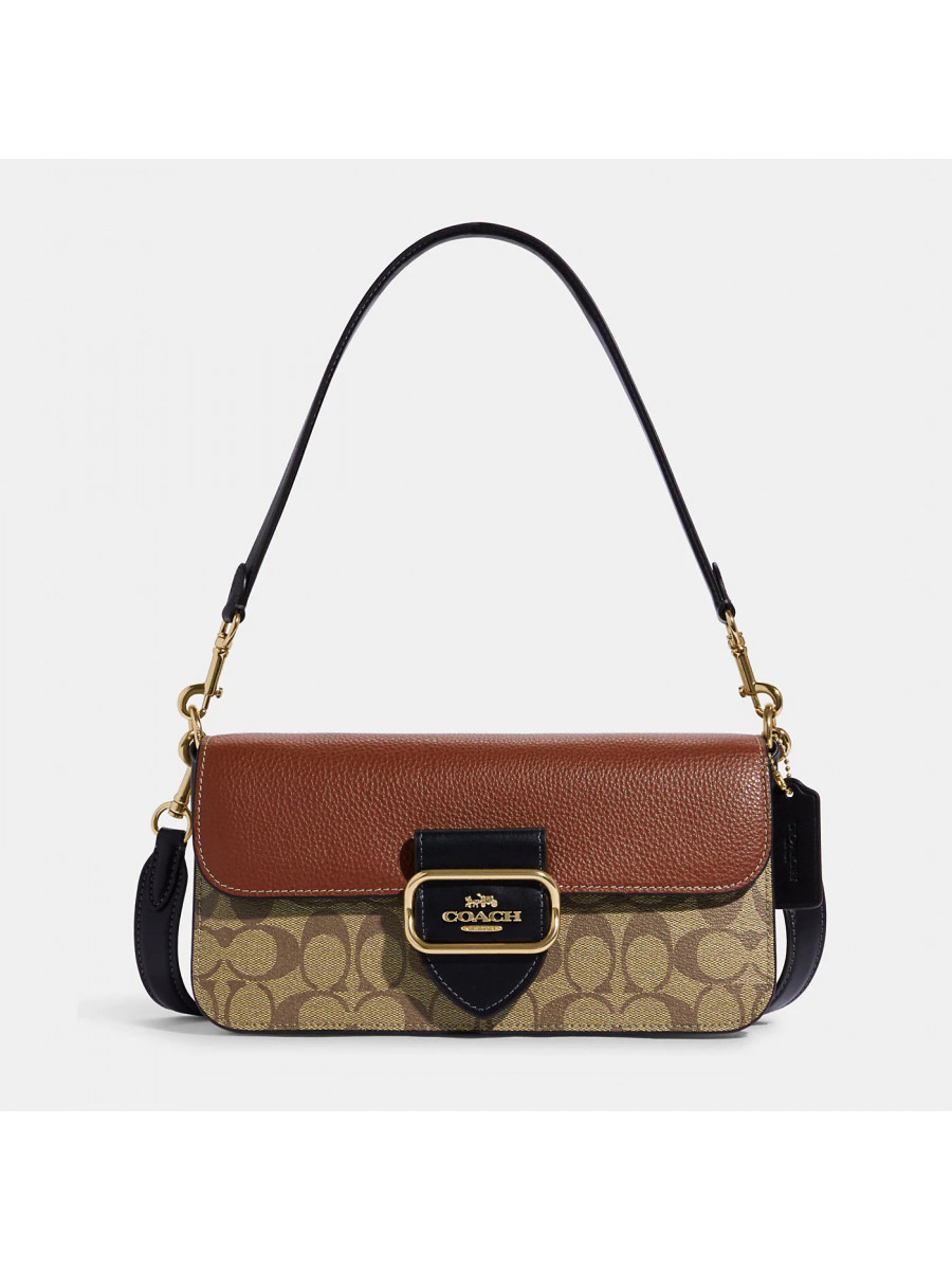 Сумка Coach Morgan Shoulder Bag In Colorblock Signature Canvas - Gold/Khaki Multi Coach