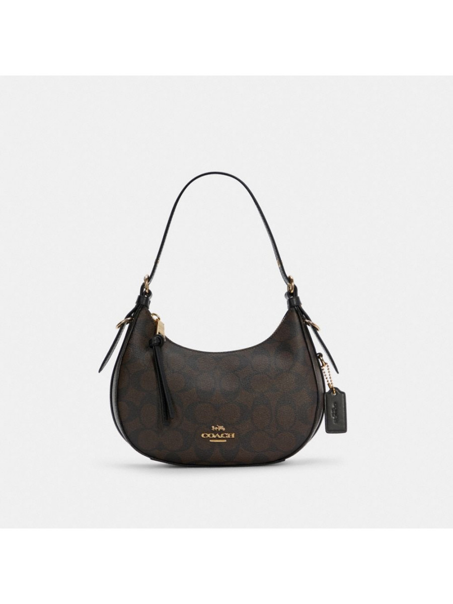 Сумка Coach Kleo Hobo In Signature Canvas - Gold/Brown Black Coach