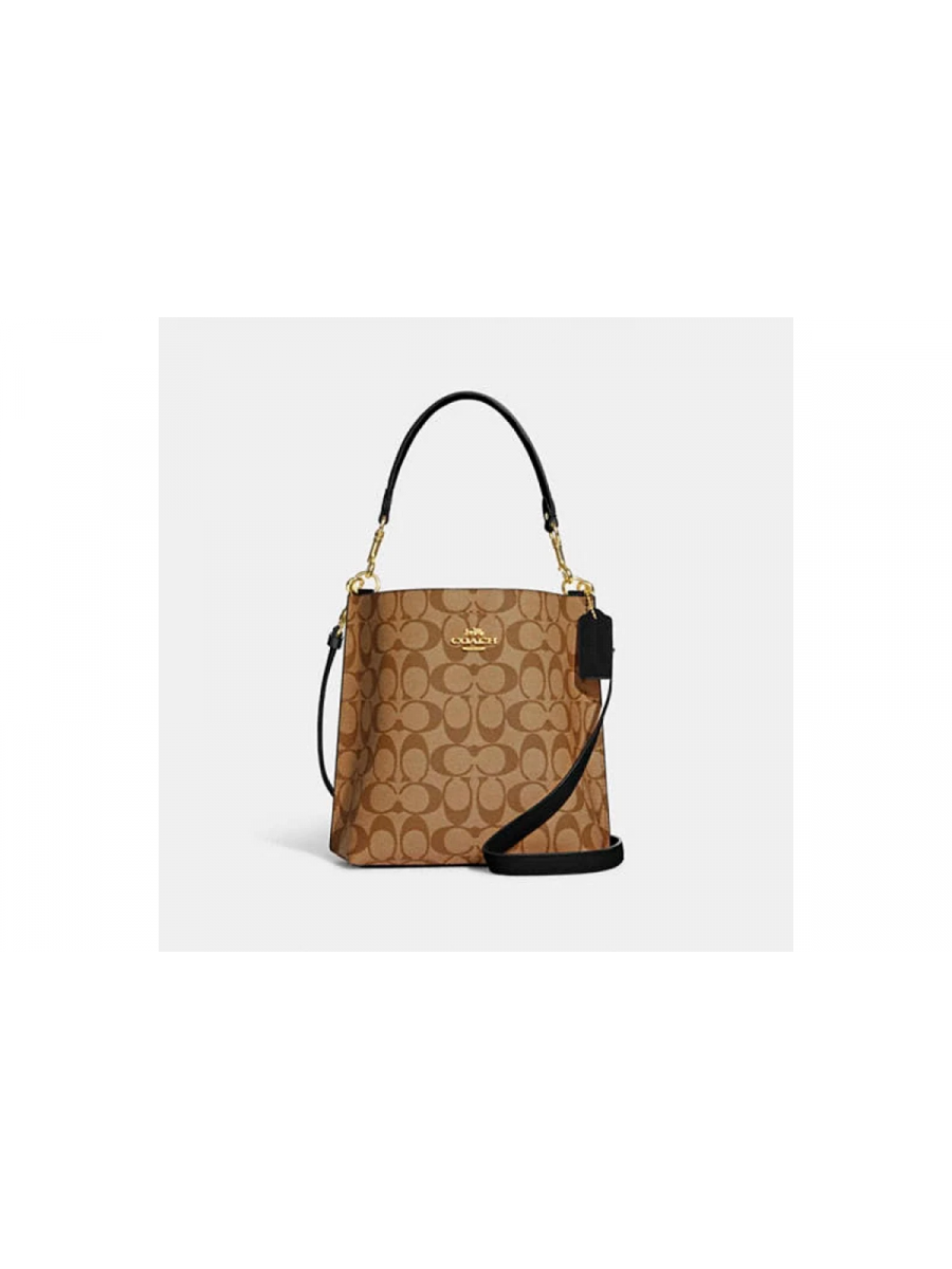 Сумка Coach Mollie Bucket Bag 22 In Signature Canvas - Gold/Khaki/Black Coach