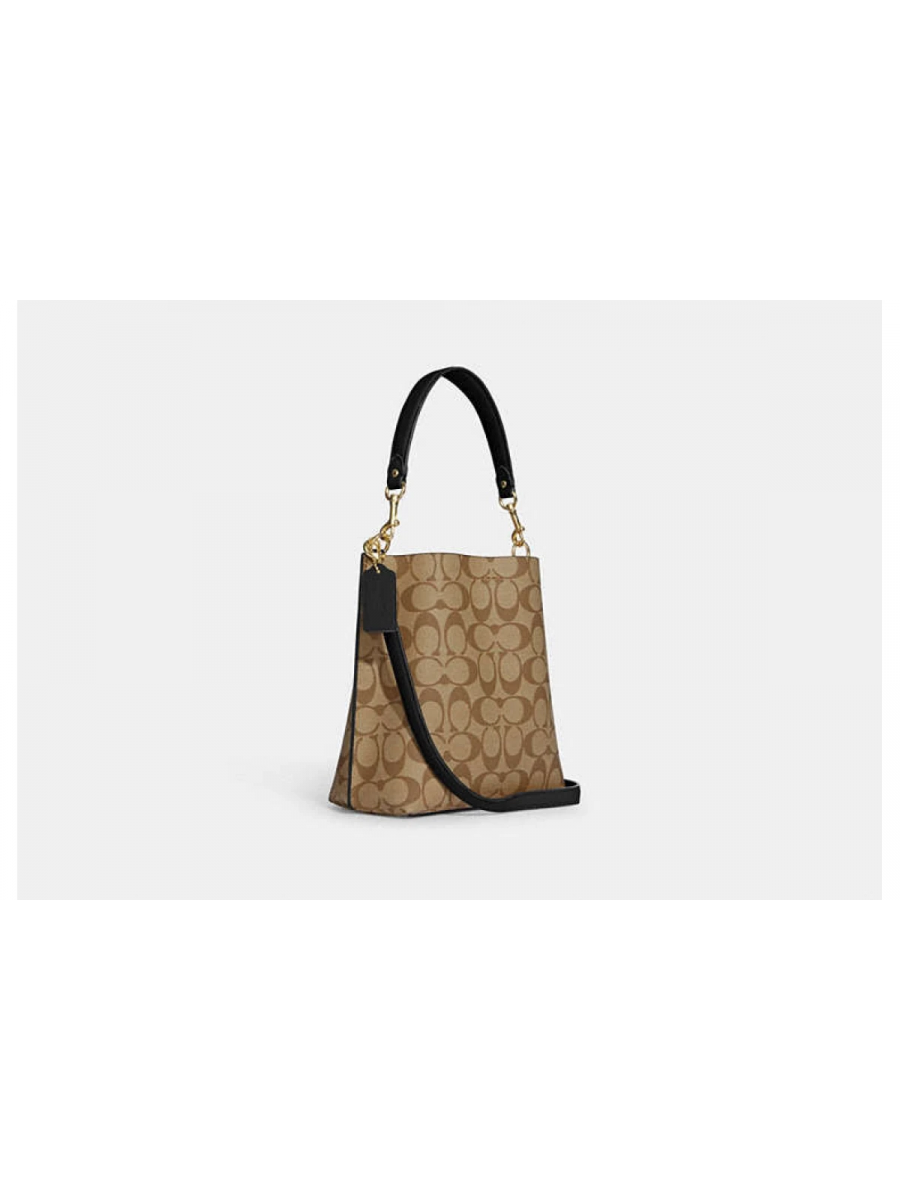 Сумка Coach Mollie Bucket Bag 22 In Signature Canvas - Gold/Khaki/Black