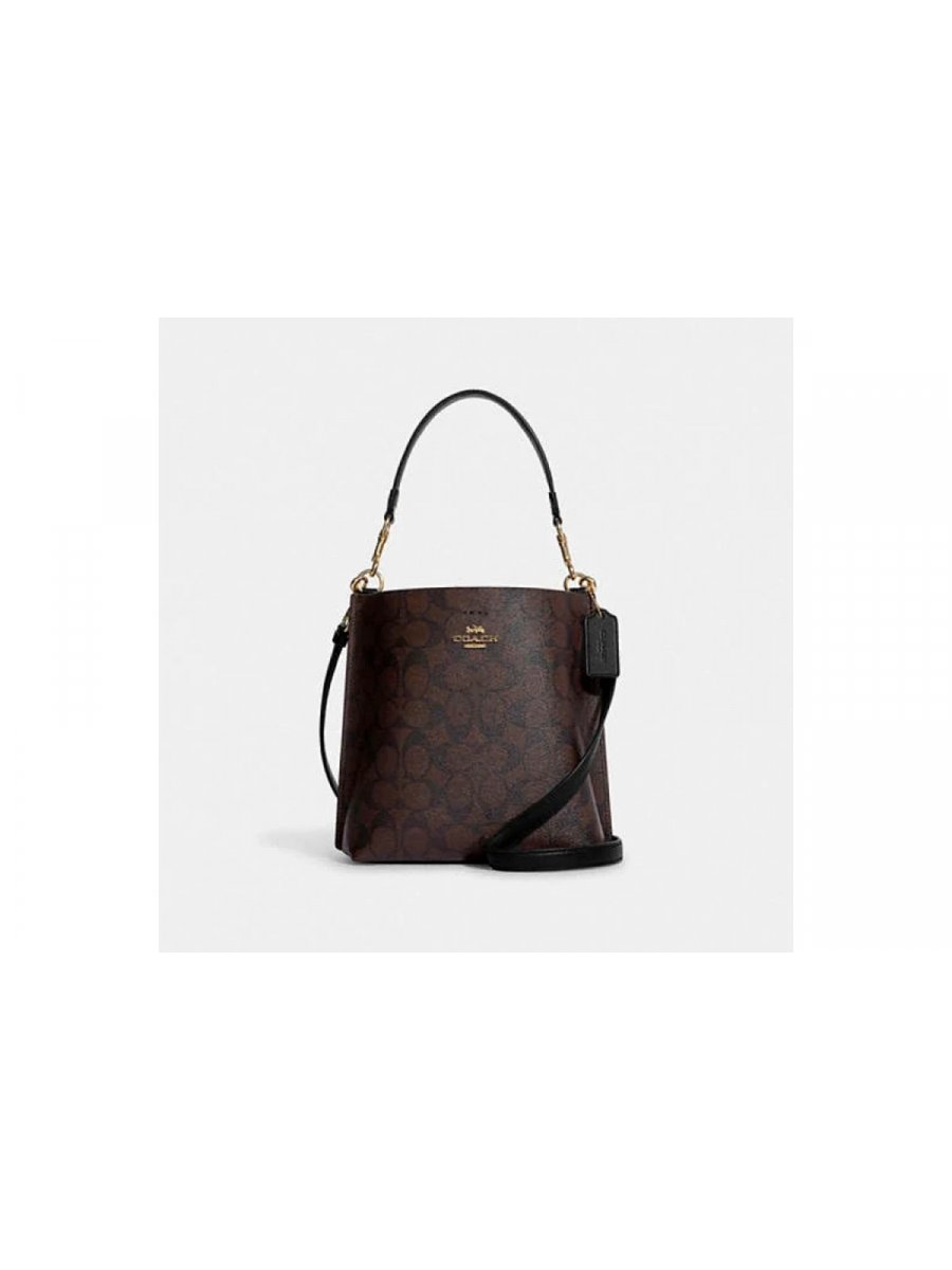 Сумка Coach Mollie Bucket Bag 22 In Signature Canvas - Gold/Brown Black Coach