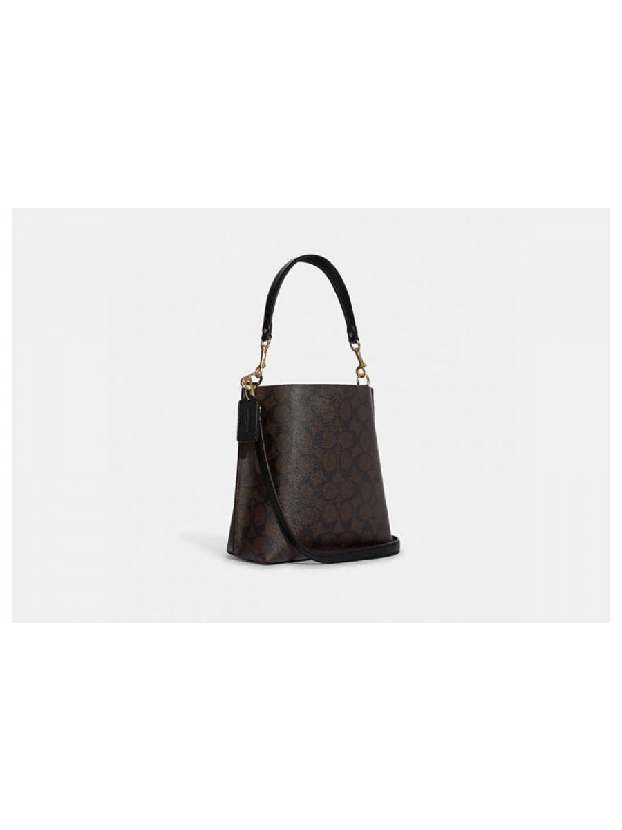 Сумка Coach Mollie Bucket Bag 22 In Signature Canvas - Gold/Brown Black