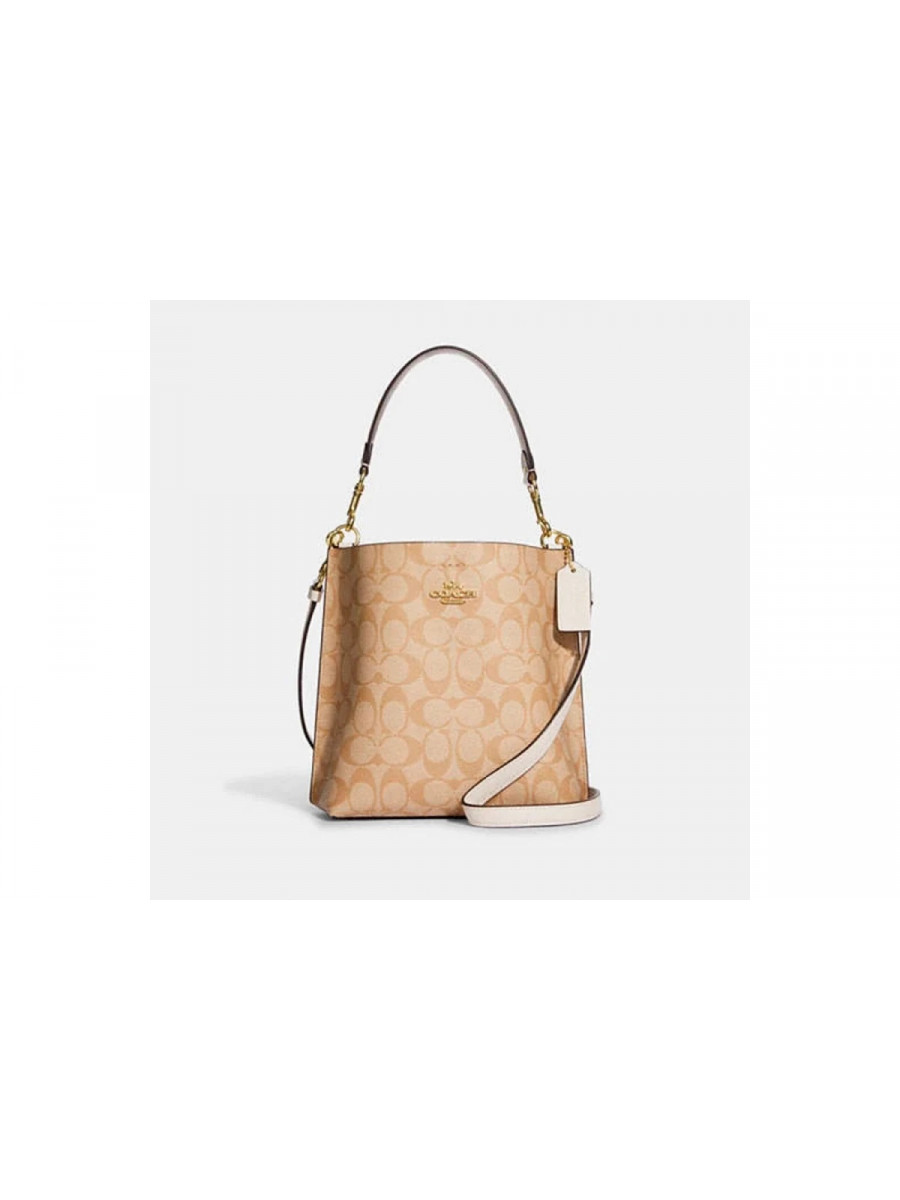 Сумка Coach Mollie Bucket Bag 22 In Signature Canvas - Gold/Light Khaki Chalk Coach