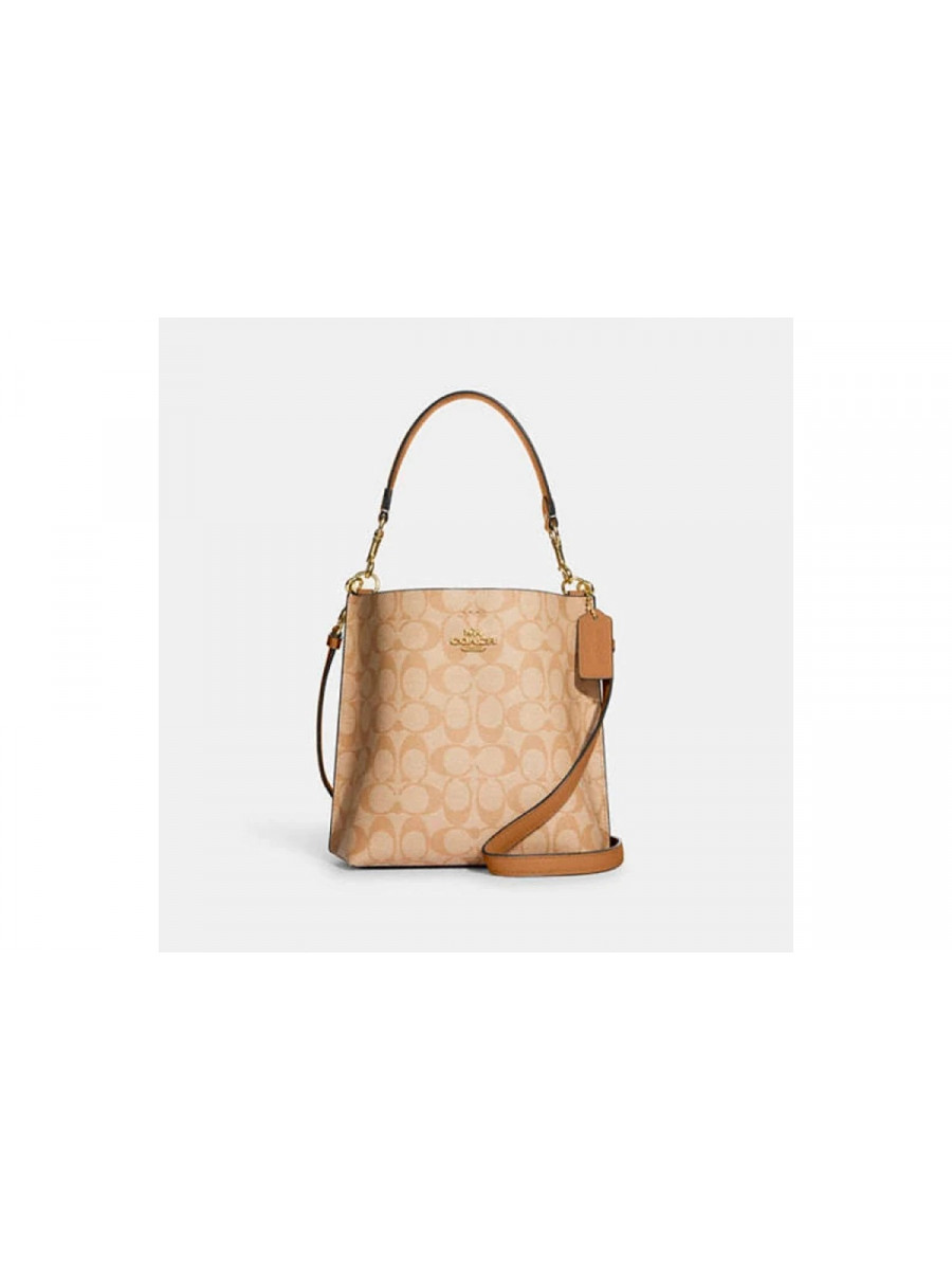 Сумка Coach Mollie Bucket Bag 22 In Signature Canvas - Gold/Lt Khaki/Lt Saddle Coach