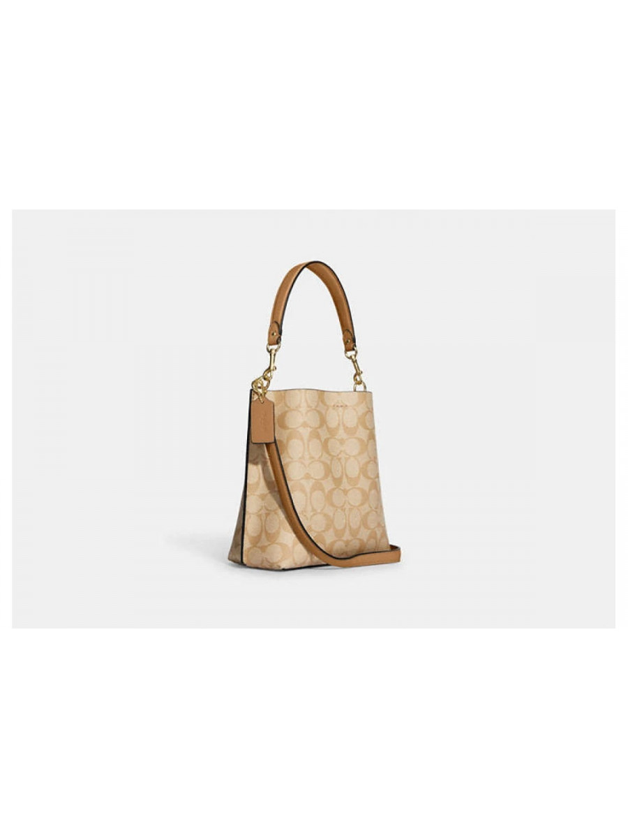 Сумка Coach Mollie Bucket Bag 22 In Signature Canvas - Gold/Lt Khaki/Lt Saddle