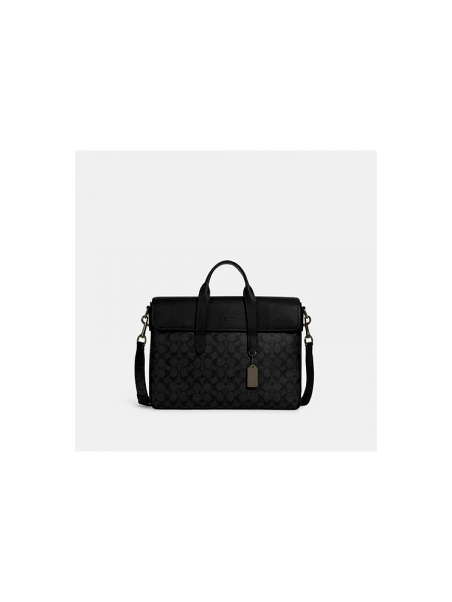 Портфель Coach Sullivan Portfolio Brief In Signature Canvas - Gunmetal/Charcoal/Black Coach