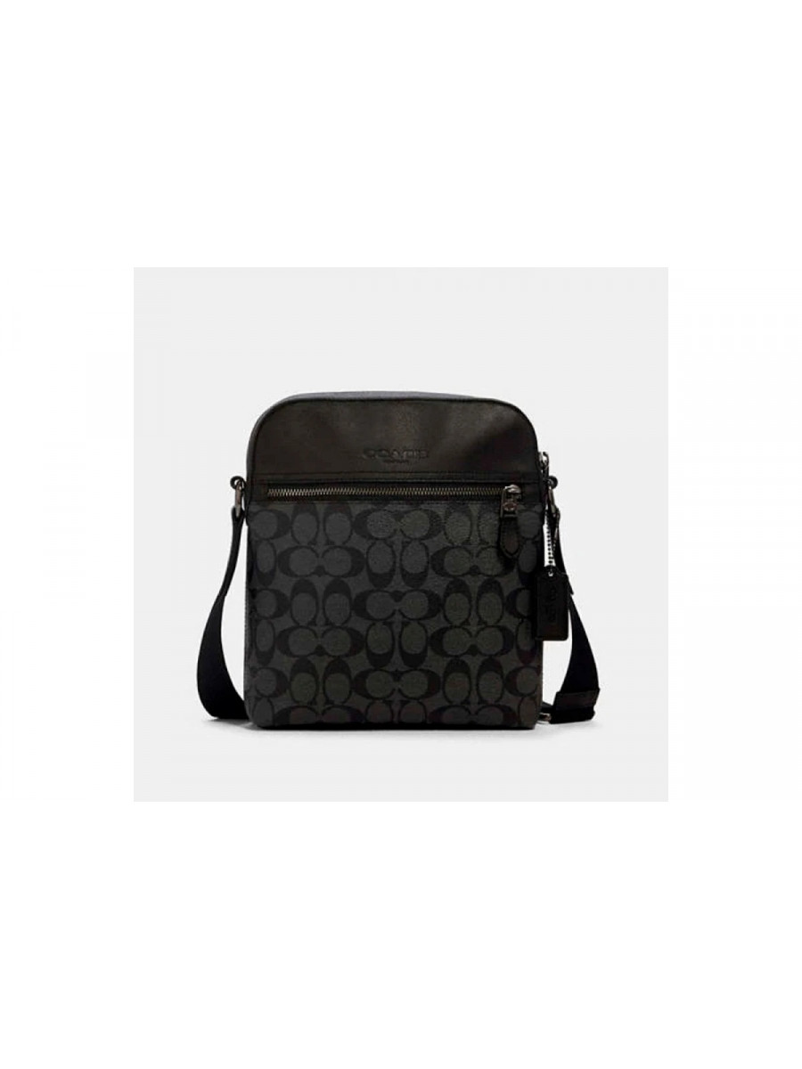 Сумка Coach Houston Flight Bag In Signature Canvas - Gunmetal/Charcoal/Black Coach