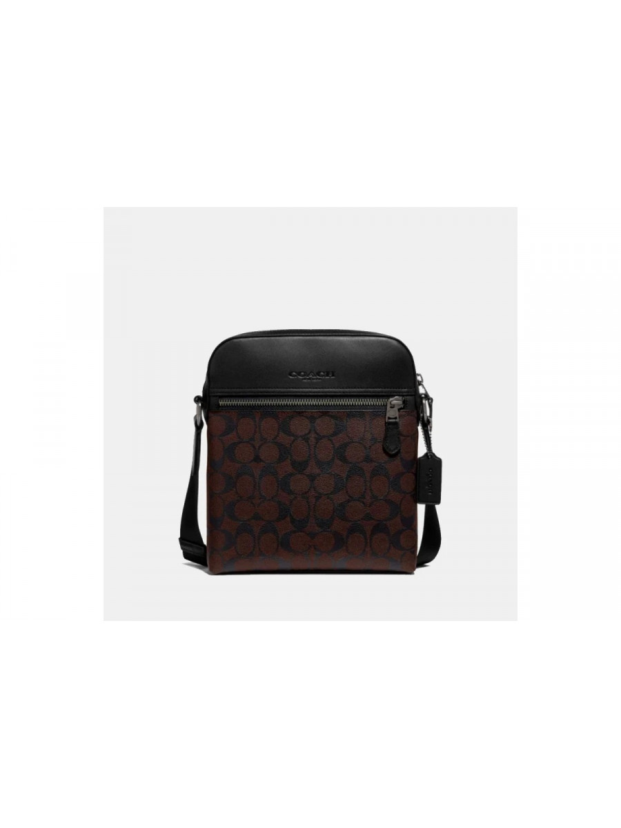 Сумка Coach Houston Flight Bag In Signature Canvas - Dark Brown Coach