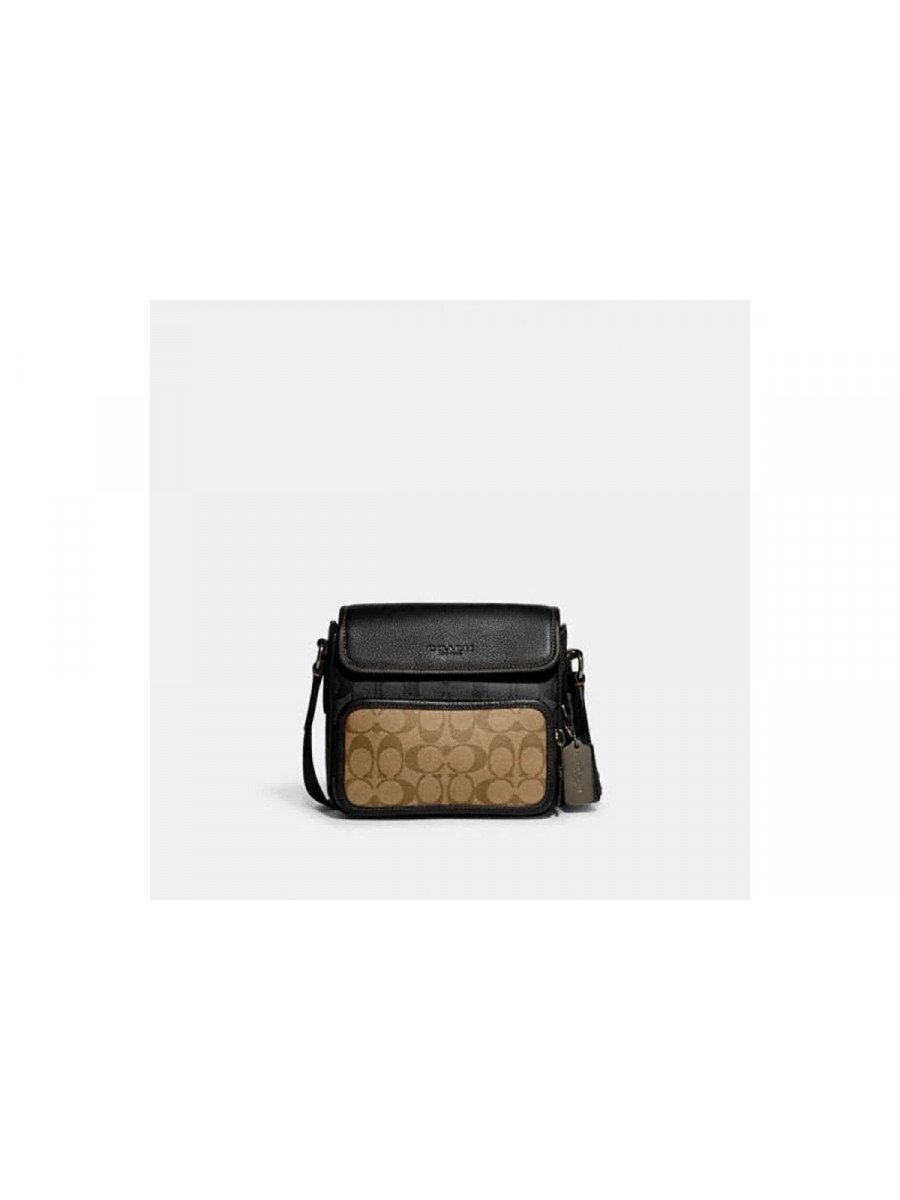 Портфель Coach Sullivan Flap Crossbody In Blocked Signature Canvas - Gunmetal/Khaki/Charcoal Coach