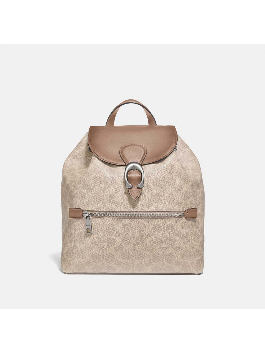 Рюкзак Coach Evie Backpack In Signature Canvas (Tan)(Серебро) Coach