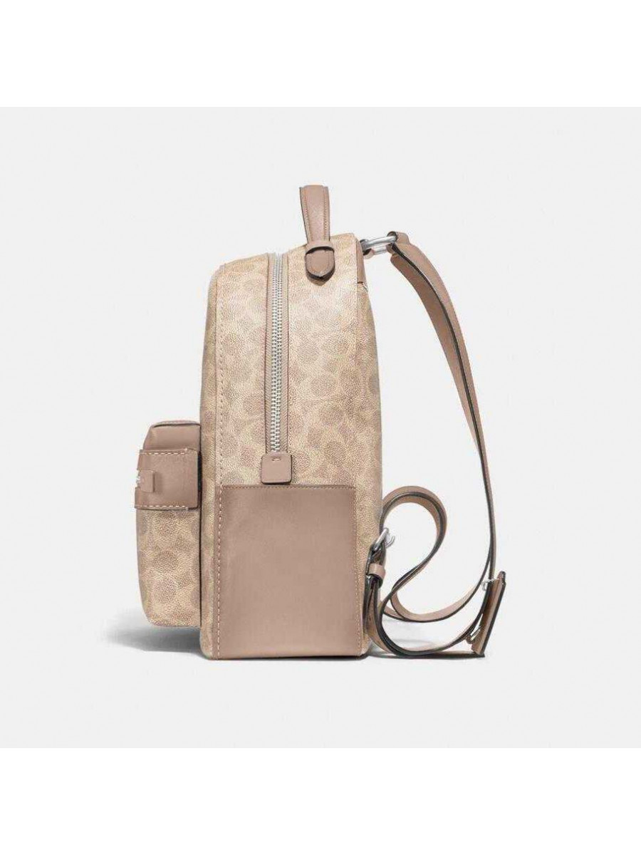 Рюкзак Coach Campus Backpack 28 In Signature Canvas (Tan/Chalk/Brass)(Серебро)