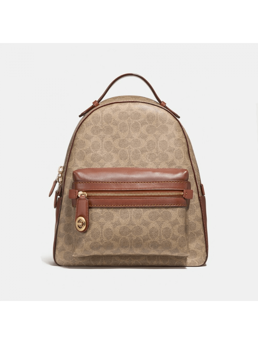 Рюкзак Coach Campus Backpack 28 In Signature Canvas (Tan Rust/Brass)(Золото Coach