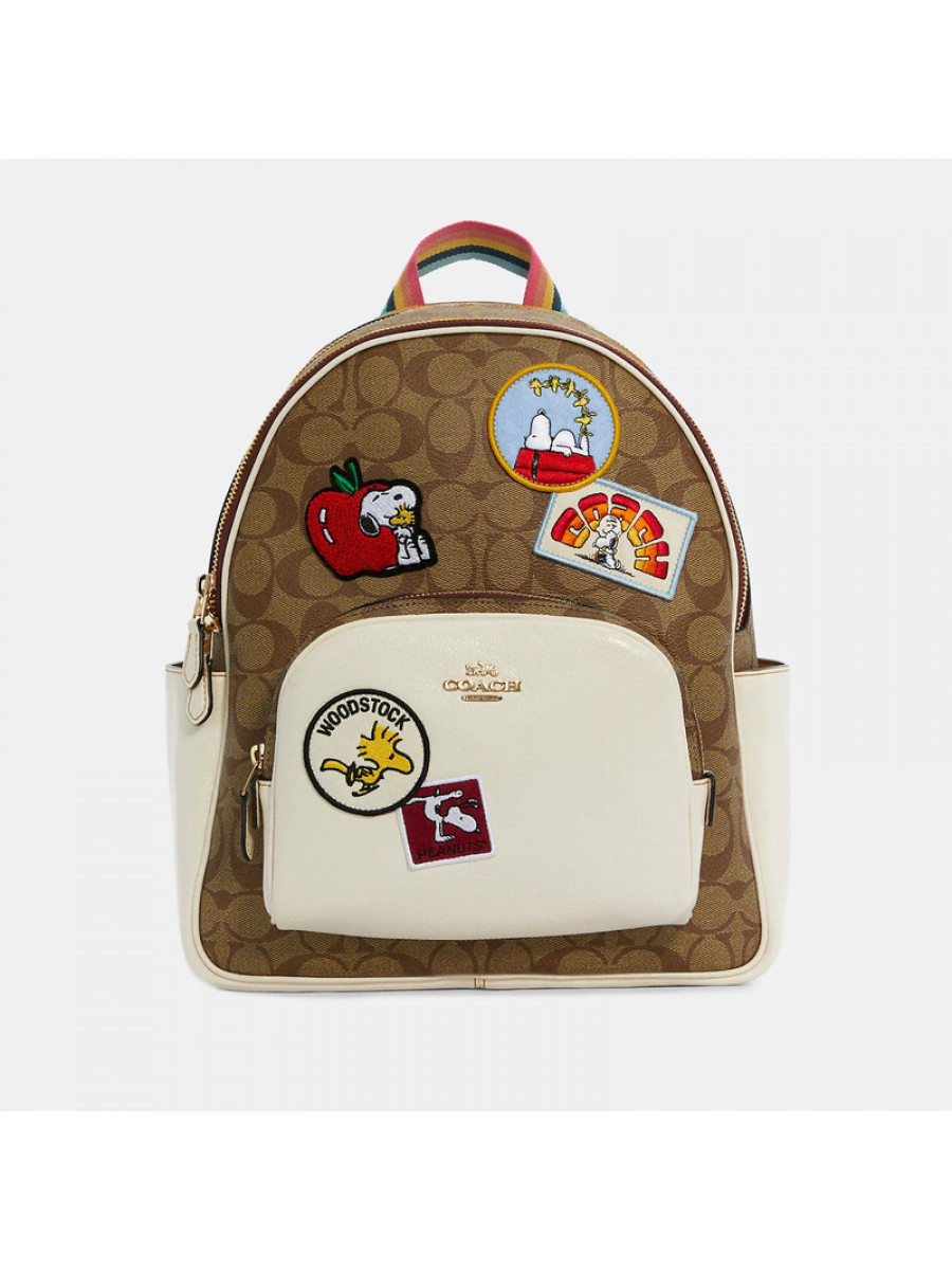 Рюкзак Coach X Peanuts Court Backpack In Signature Canvas With Varsity Patches Coach